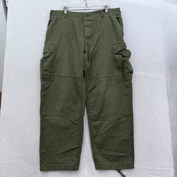 US Army OG 107 Cargo Pants Mens L 34x28 Green Military Vietnam Era Made In USA - Picture 1 of 14